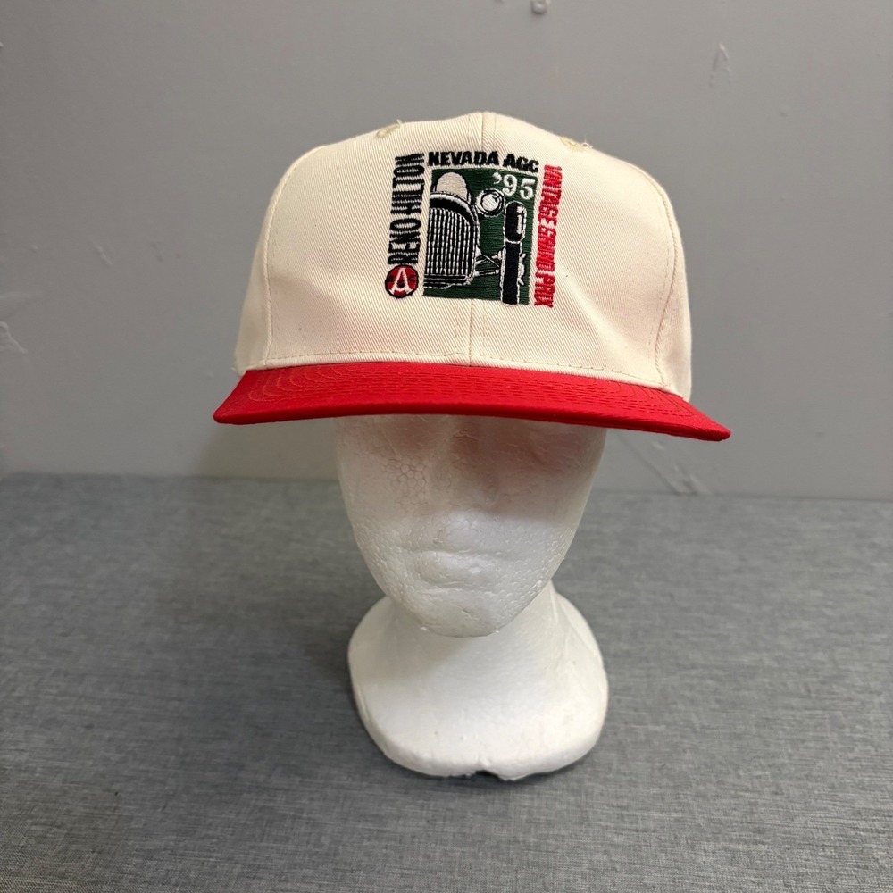 Otto Cap Hat Mens OSFA Cream Red 1995 Nevada ACC Vintage Grand Prix Reno Hilton